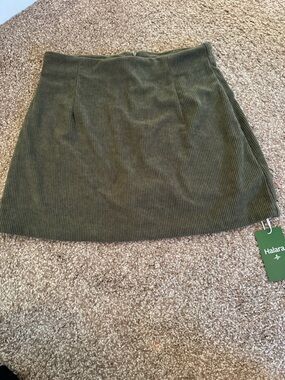 HALARA Olive Corduroy Mini Skirt